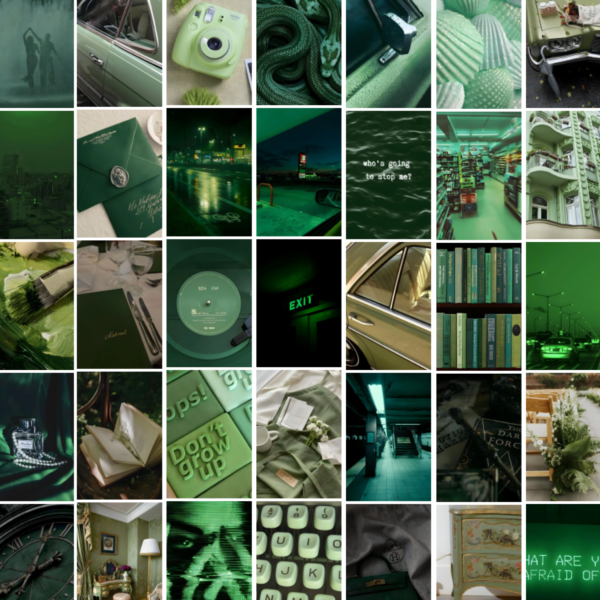 Green Wall Collage Kit Aesthetic Digital Download Set of 40 High Quality Images